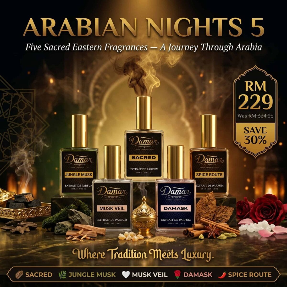 DAMAR Arabian Nights 5 oud perfume collection (1)