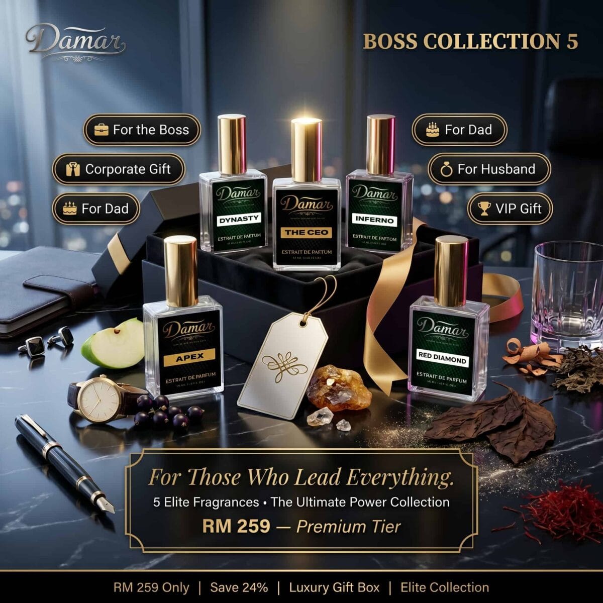 DAMAR high end mens fragrance gift set (1)