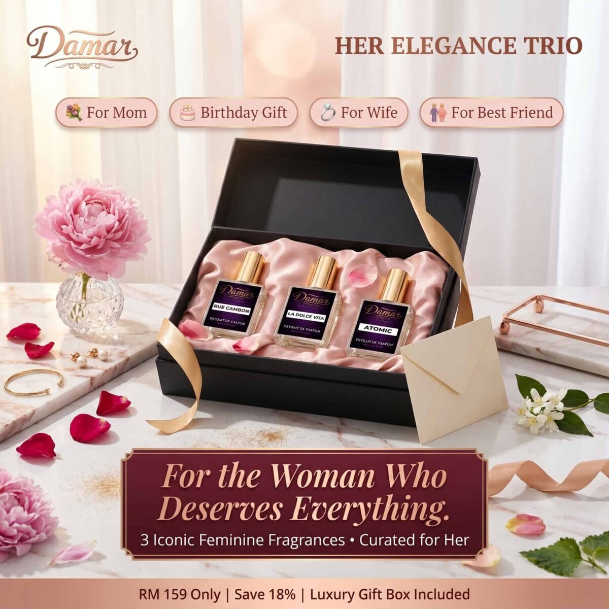 DAMAR luxury feminine fragrance set 3 bottles (1)