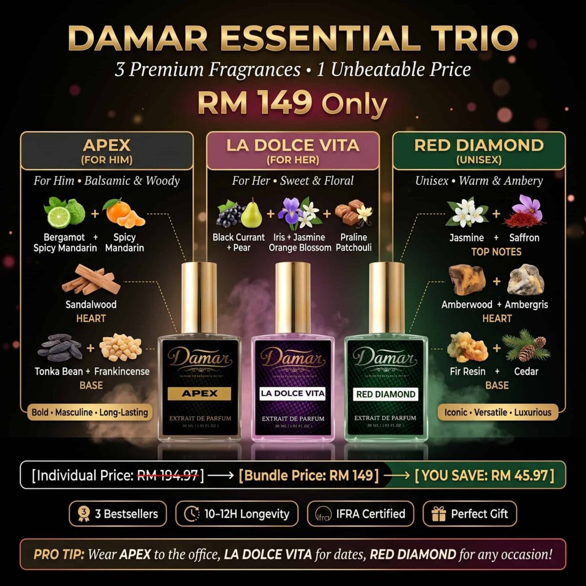 DAMAR luxury perfume gift set 3 bottles (1)