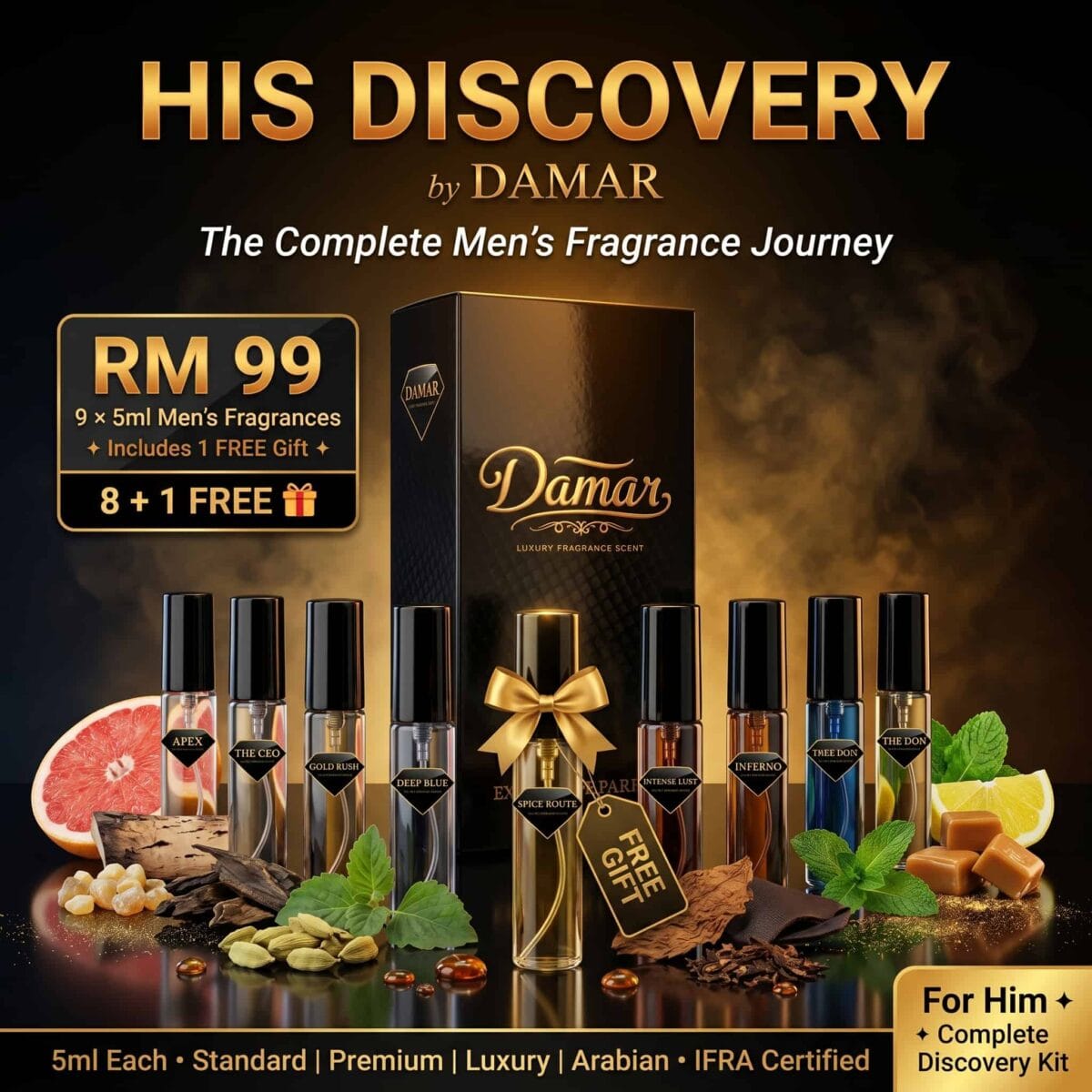 Damar His Discovery men perfume sample set (1)