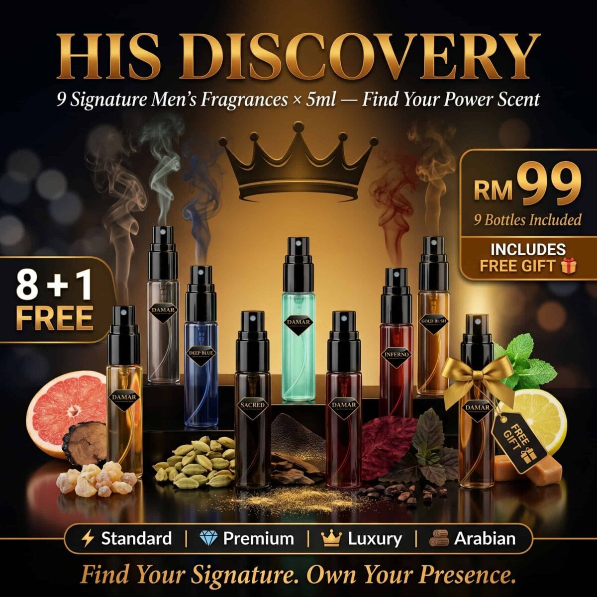 Damar His Discovery men perfume sample set (2) Damar His Discovery men perfume sample set (2)