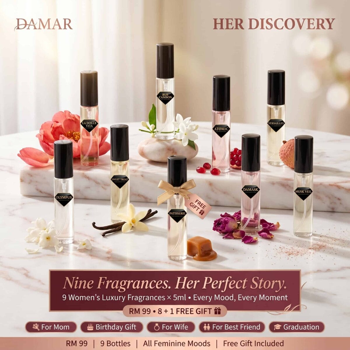 Damar ladies fragrance discovery set (1)